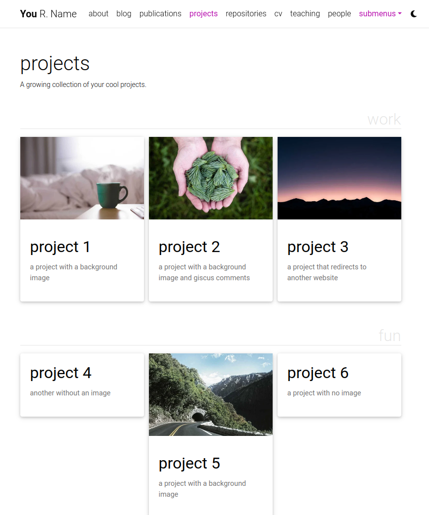 Esempio di pagina progetti