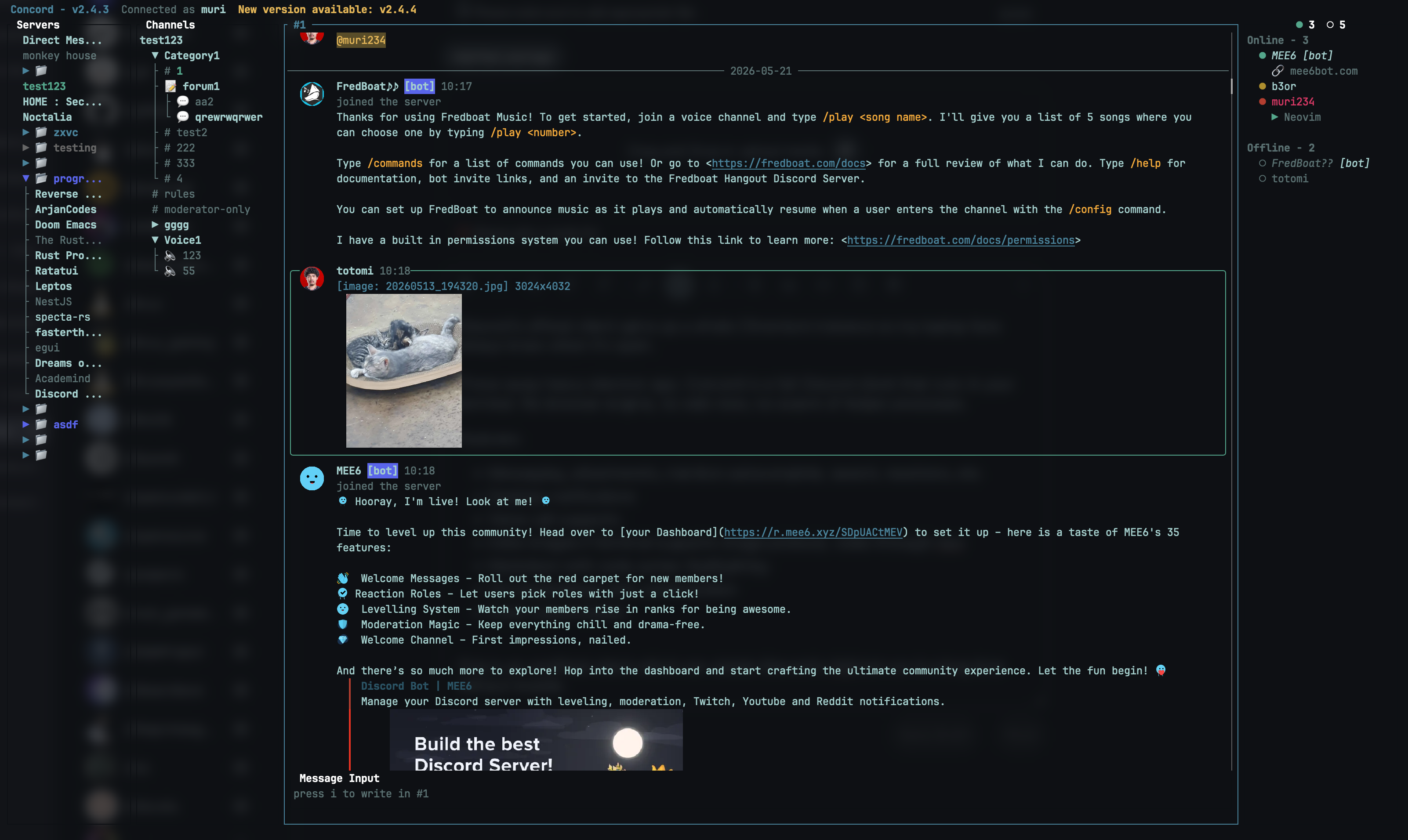 concord - a feature-rich TUI client for Discord