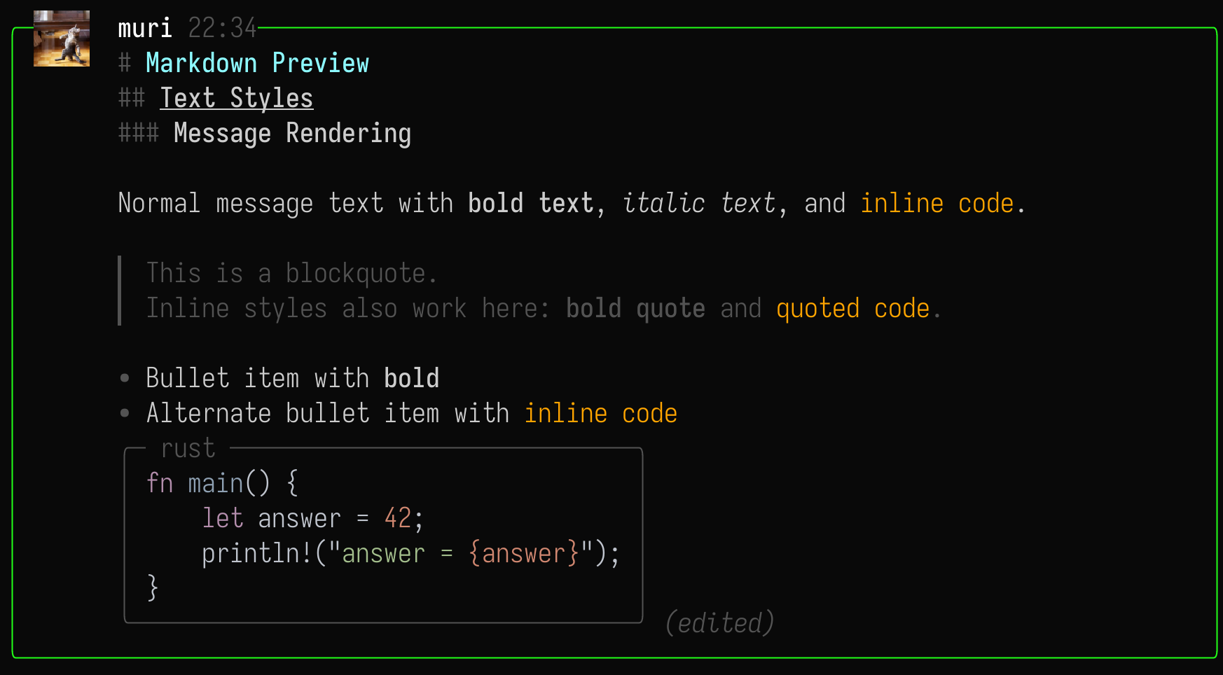 Markdown rendering example