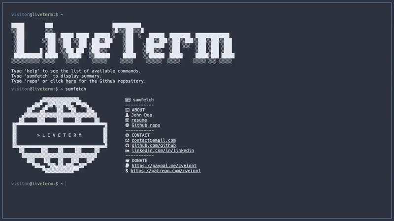 Demo di LiveTerm con diversi temi