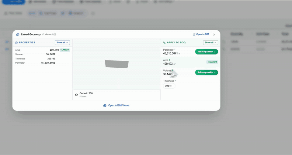 Group binding of BIM elements to estimate