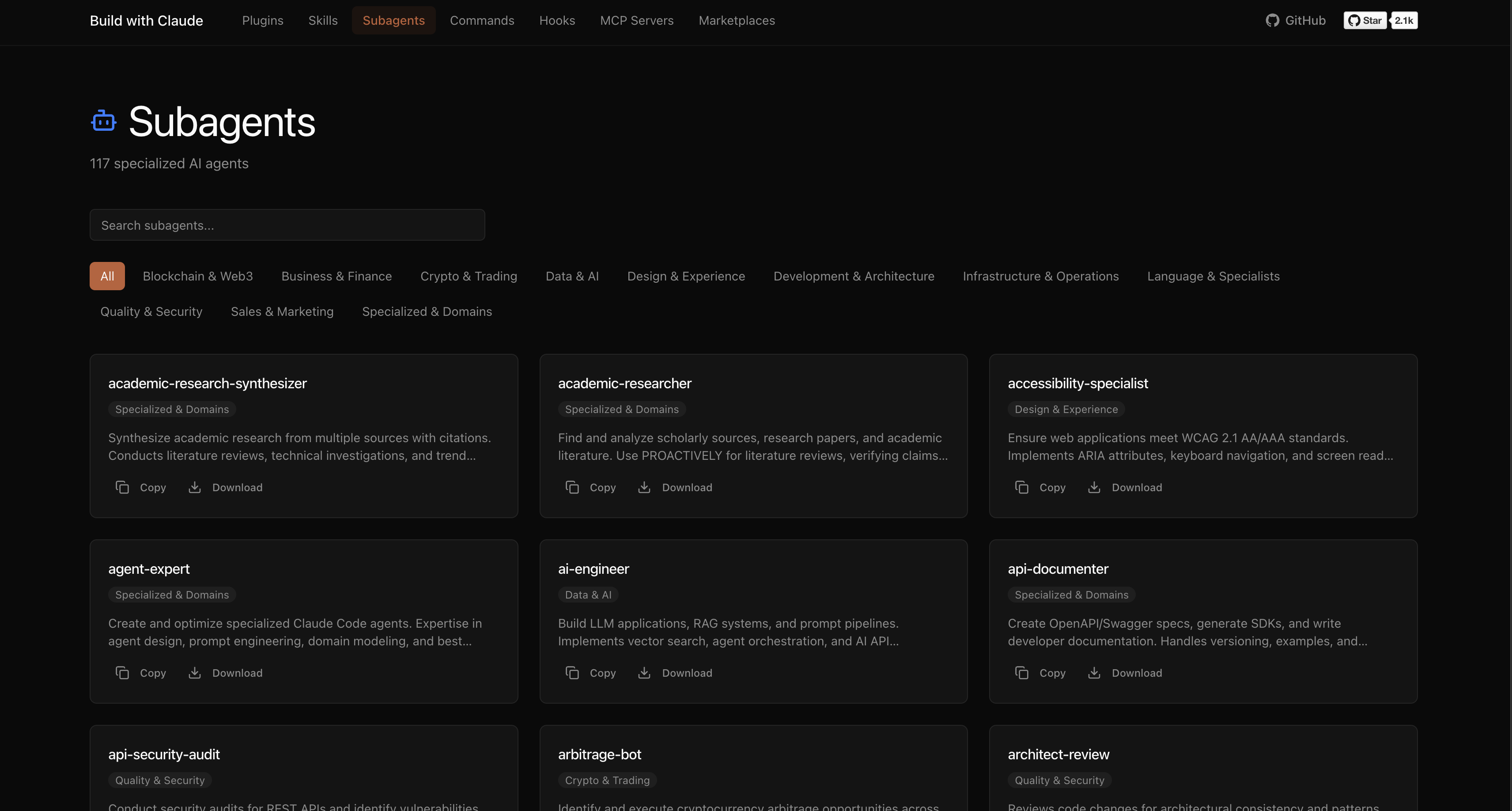 Subagents section