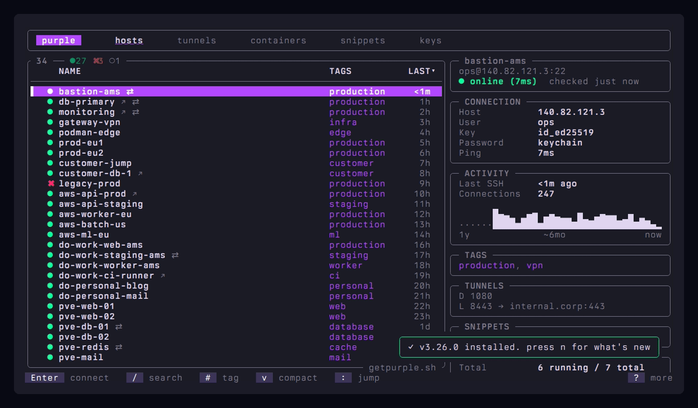 purple terminal SSH client demo