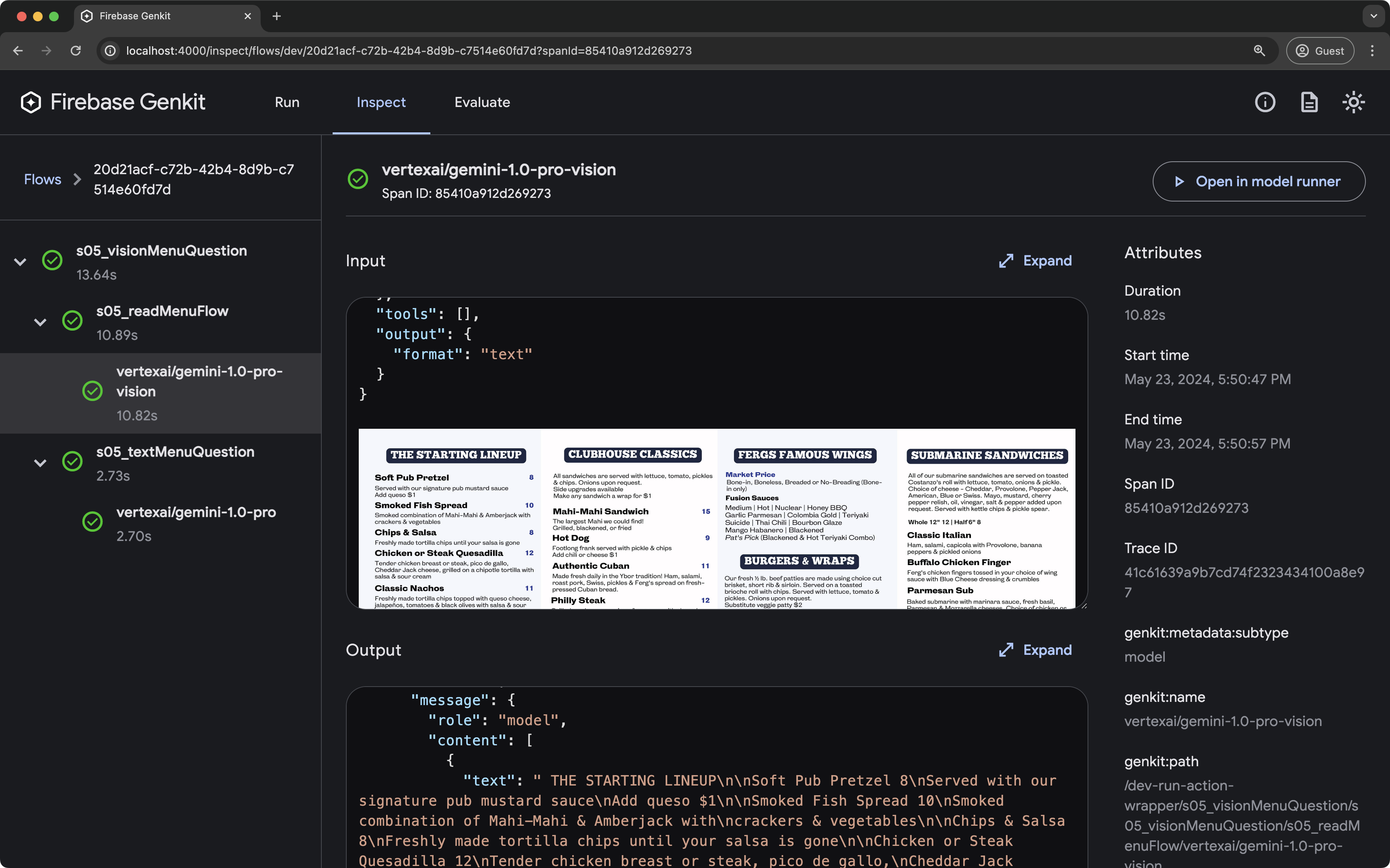 Genkit Developer UI screenshot