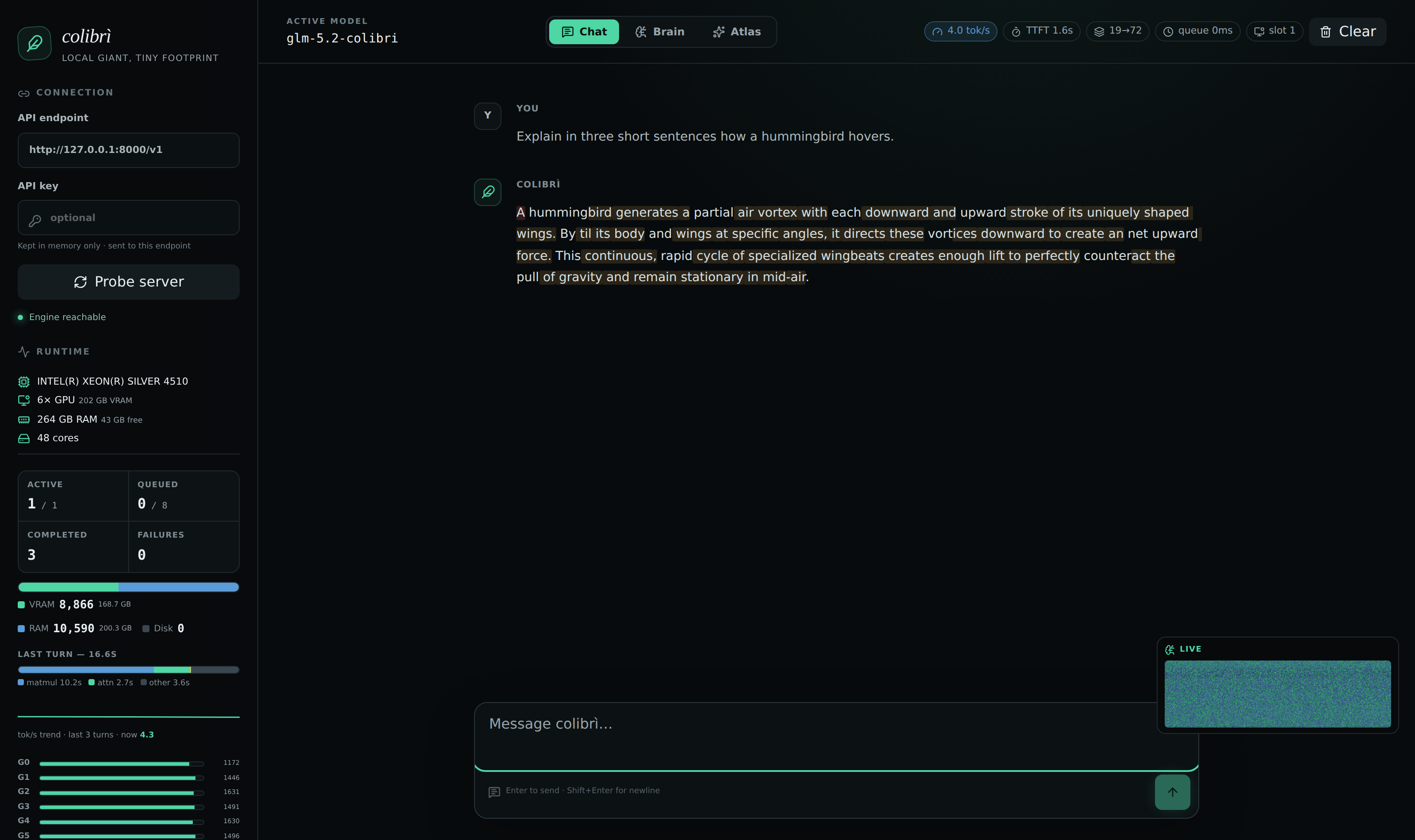 colibrì web dashboard