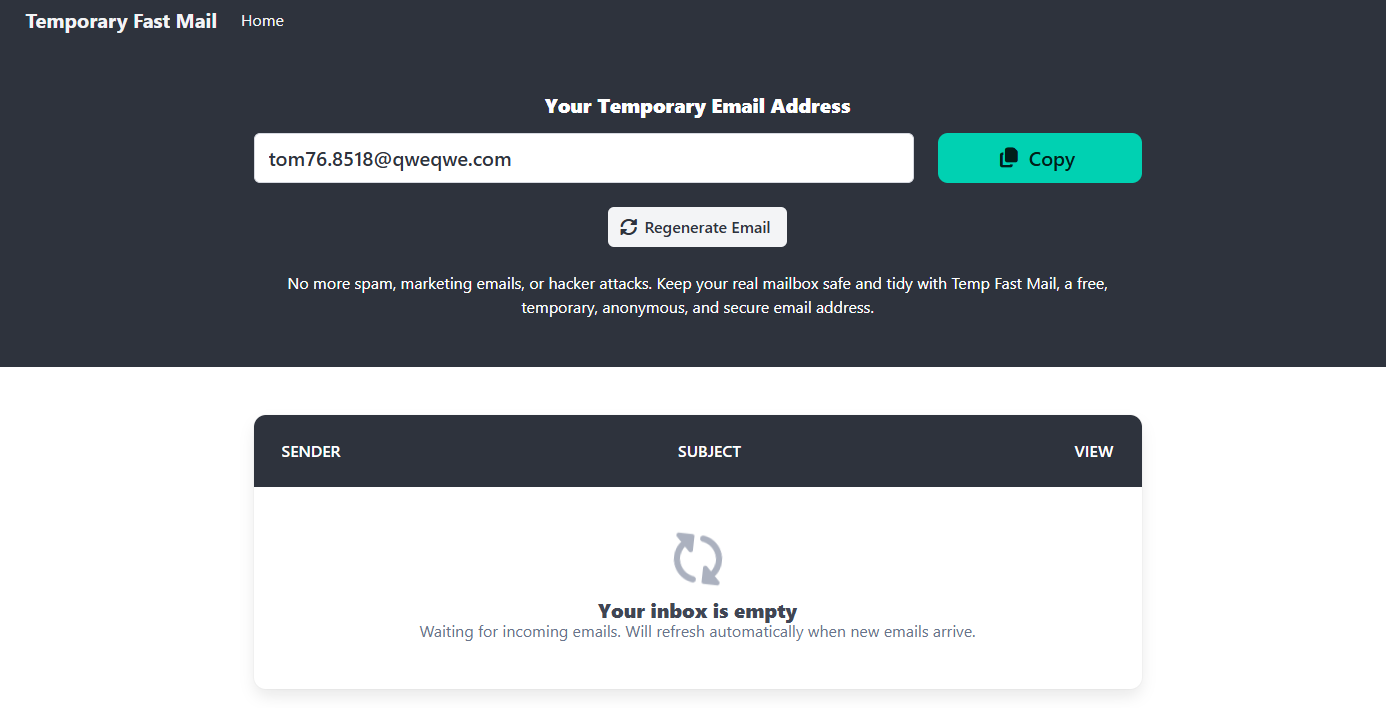 Temp Fast Mail 主页图片