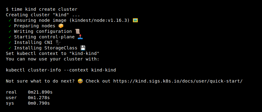 kind create cluster