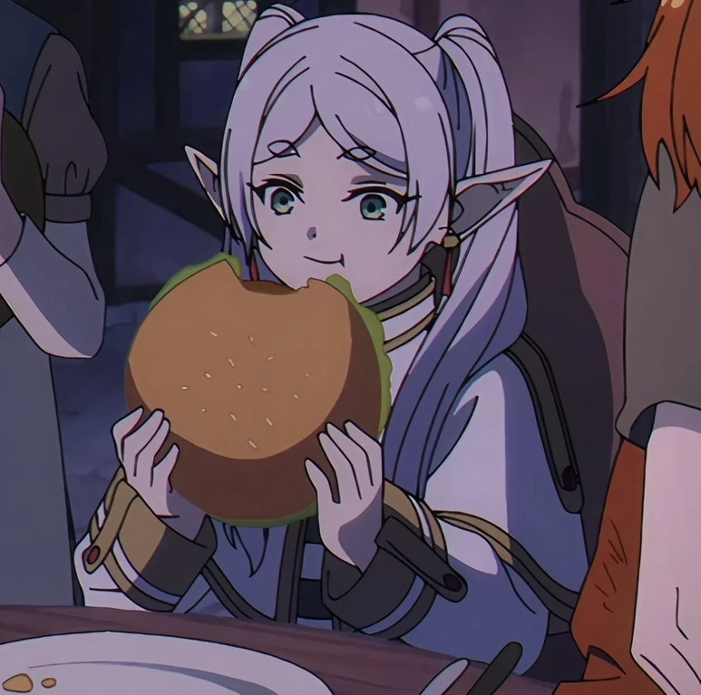 A girl eating a hamburger