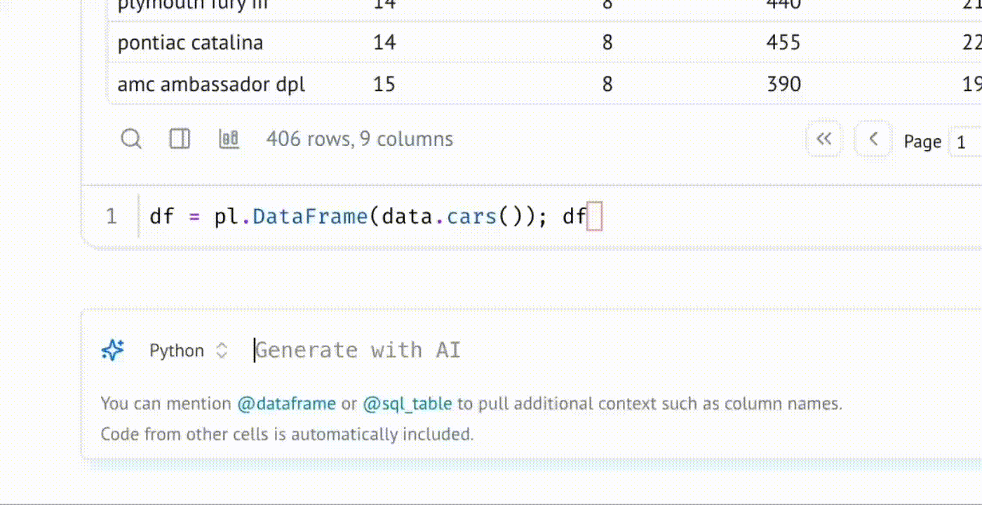 Code Generation with AI in Marimo