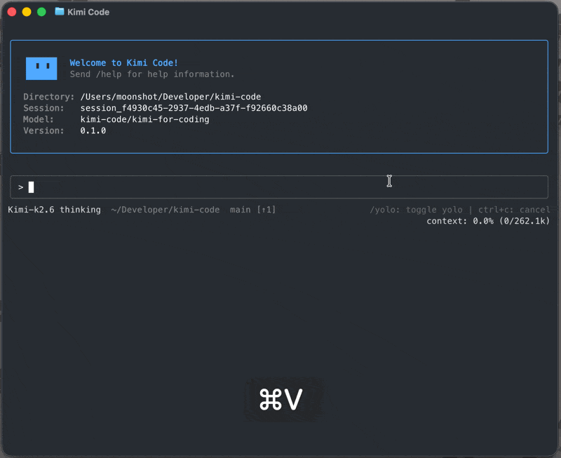 Demo of using Kimi Code