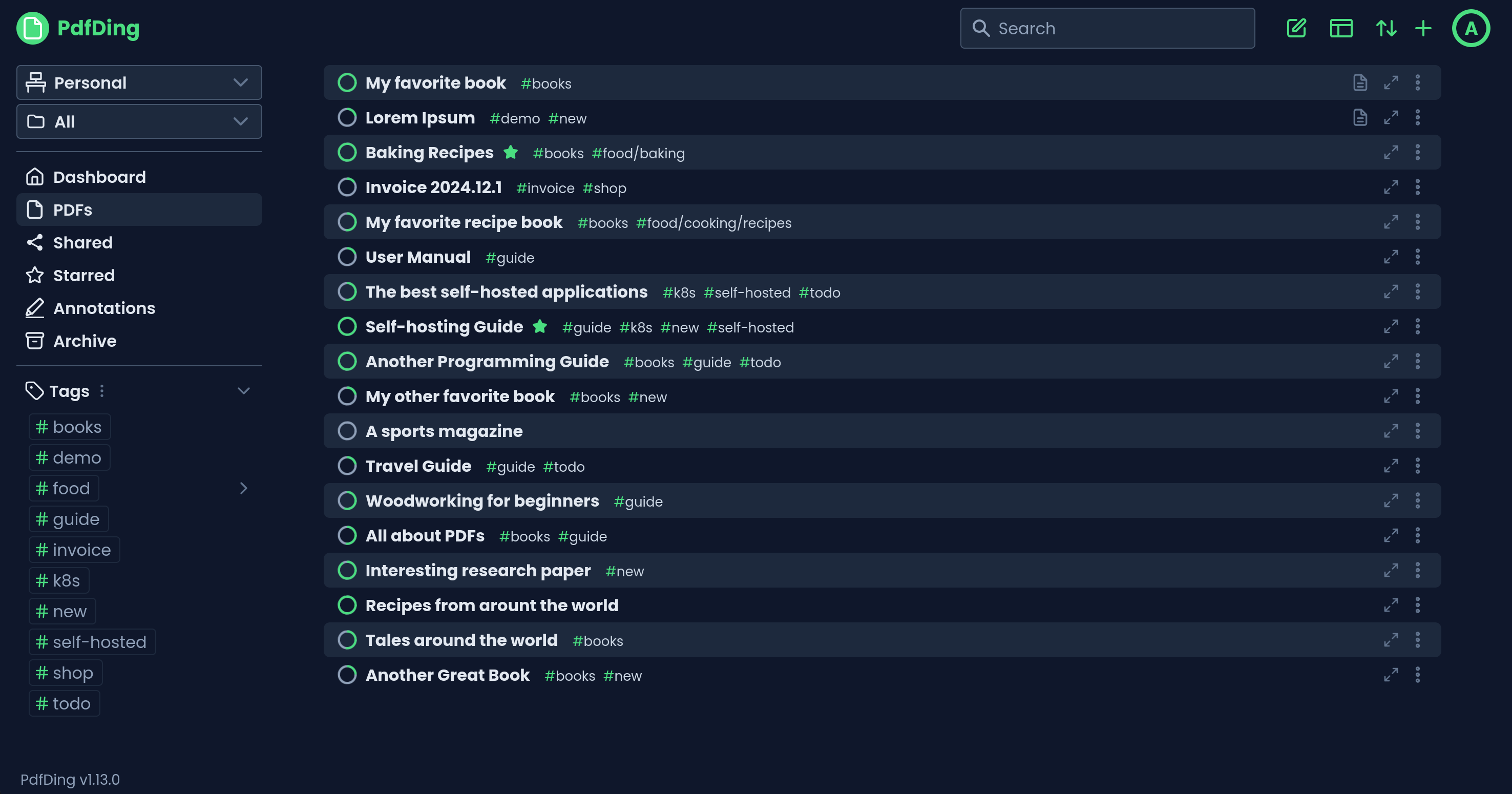 PdfDing Demo Screenshot