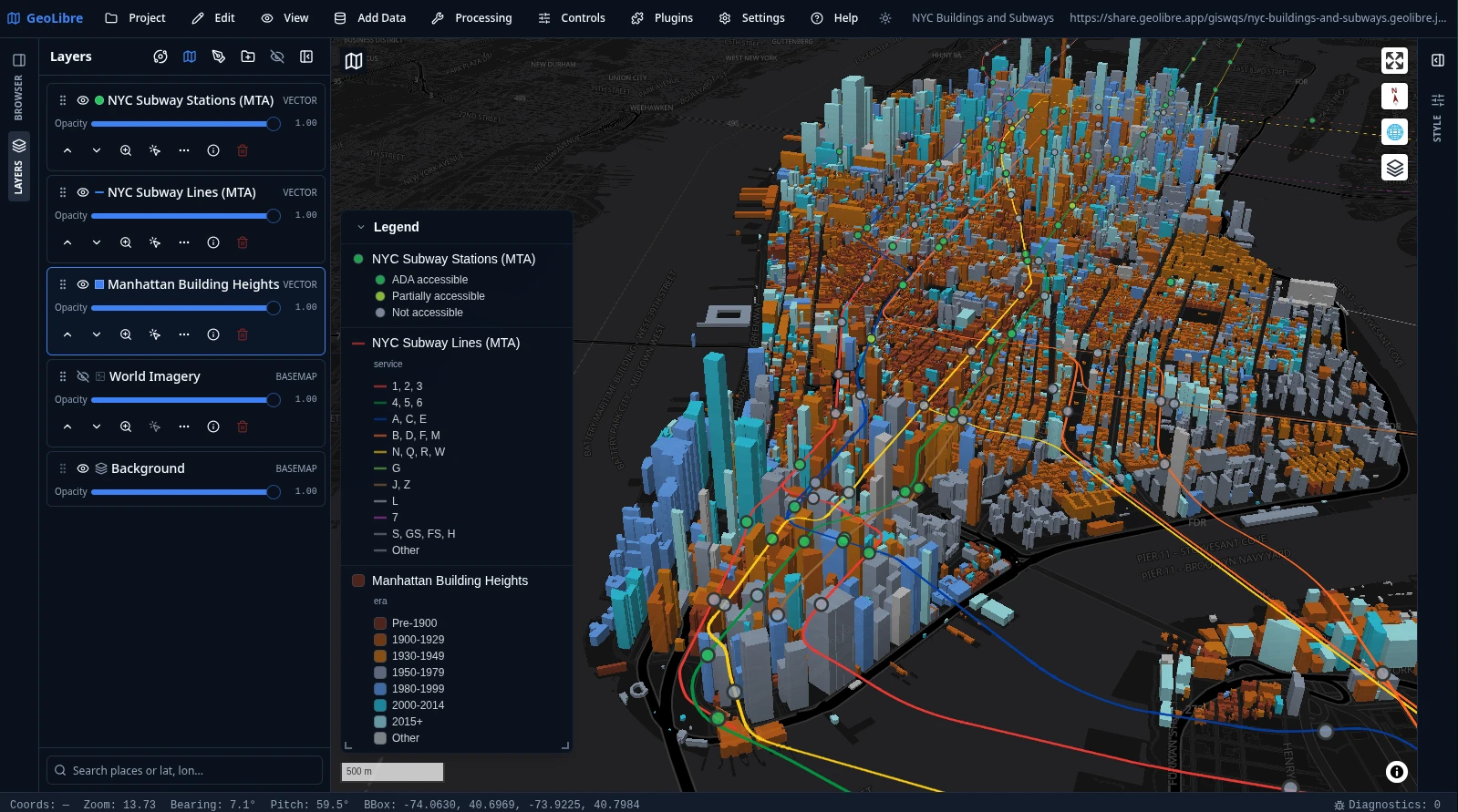 3D map of Manhattan buildings