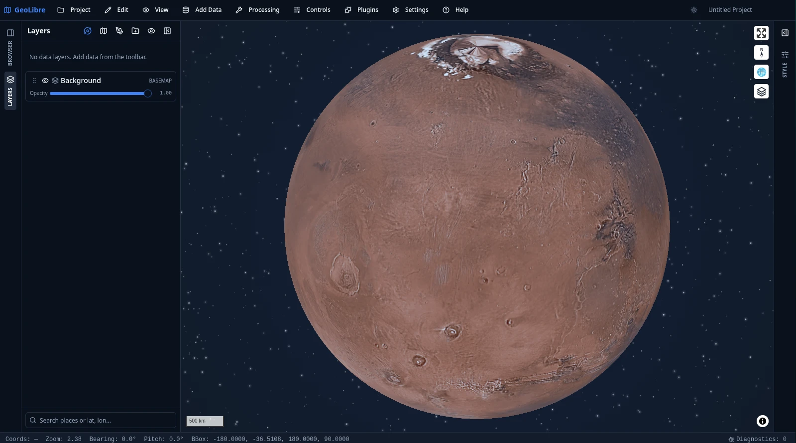 View of Mars in GeoLibre