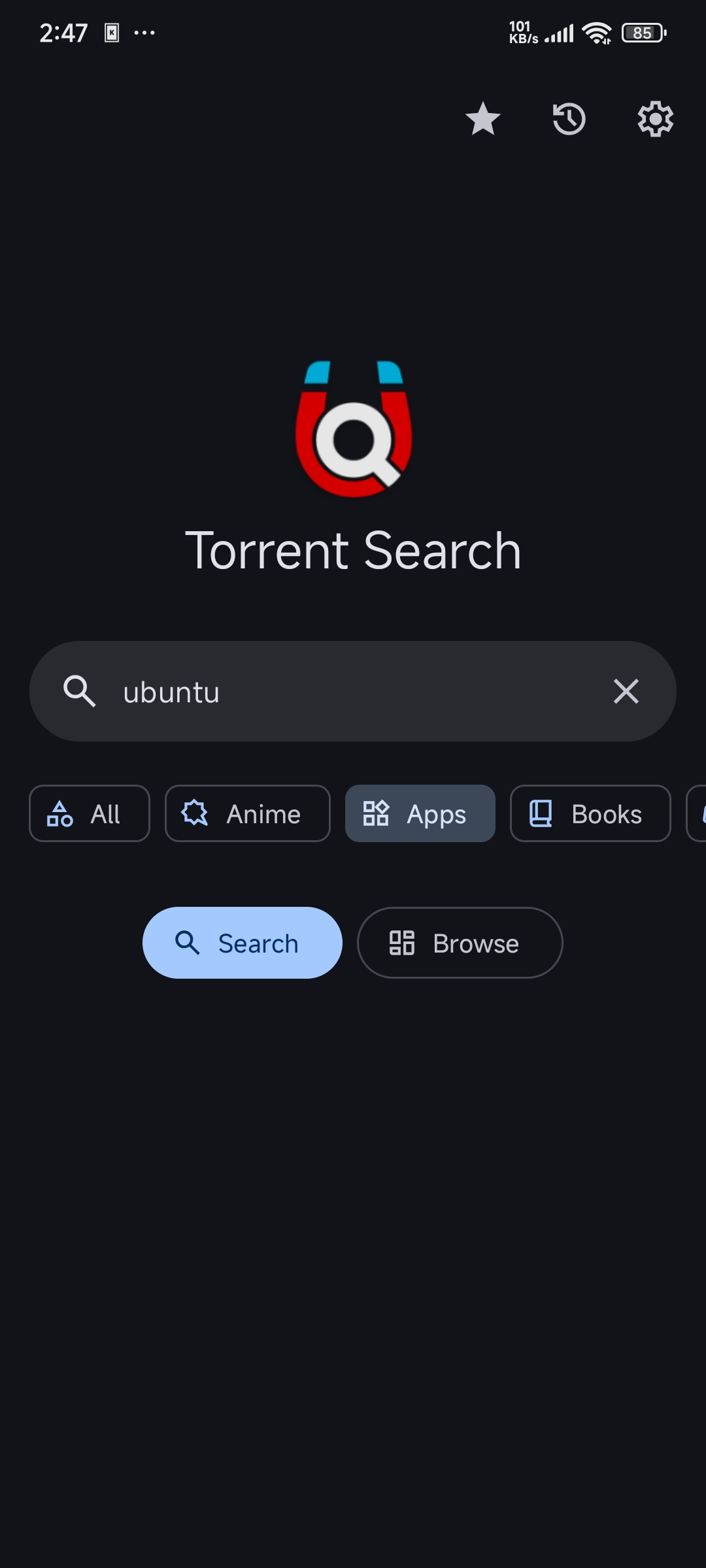Home screen