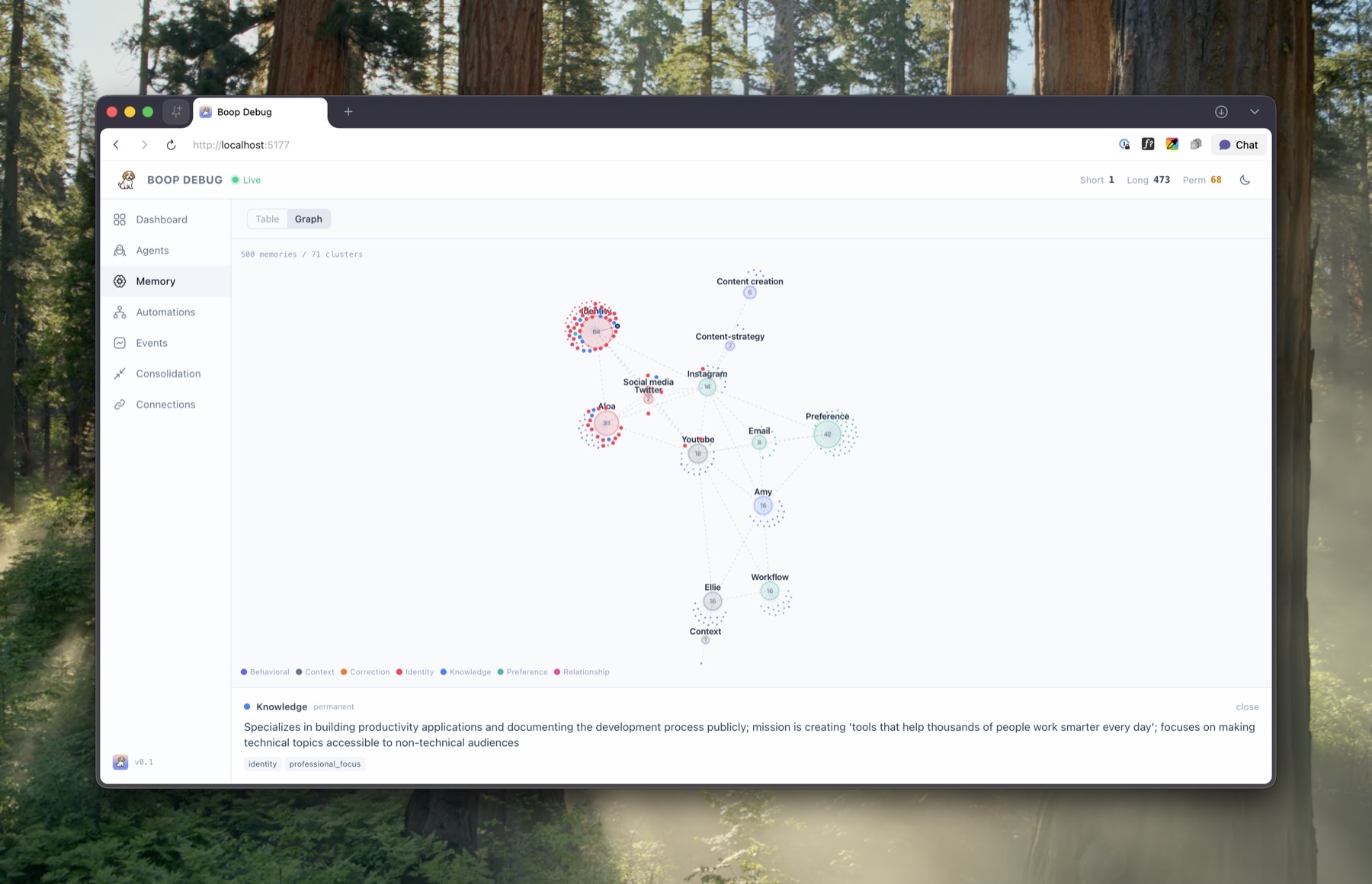 Memory graph in the Boop debug dashboard