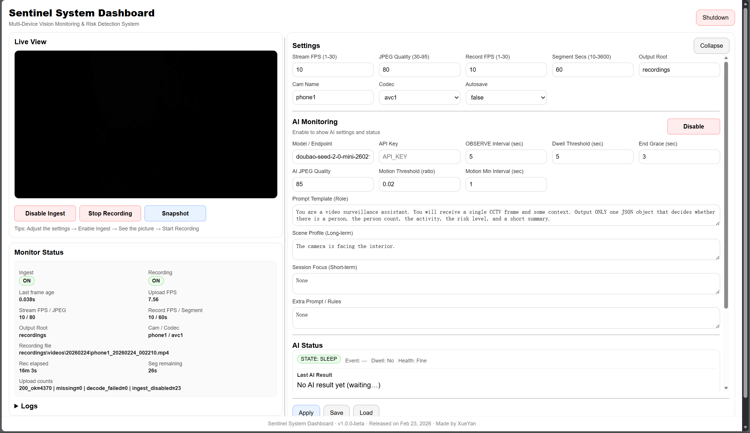 Dashboard parameterinstellingen