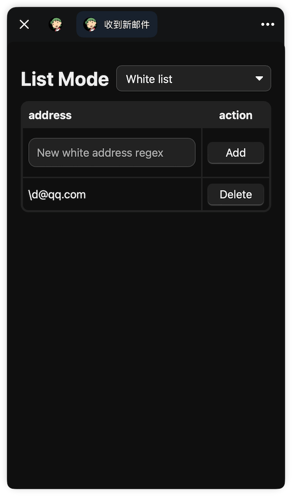 Whitelist-Verwaltung über Telegram Mini App
