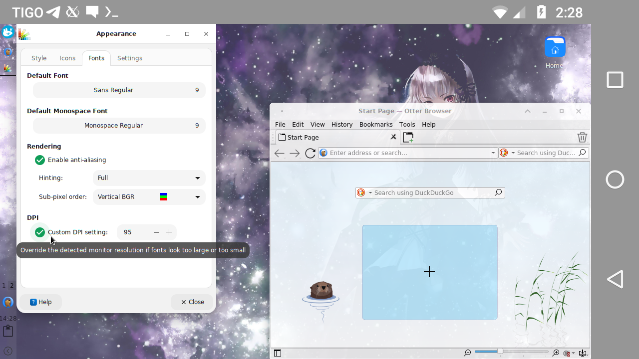 Configurazione DPI in XFCE