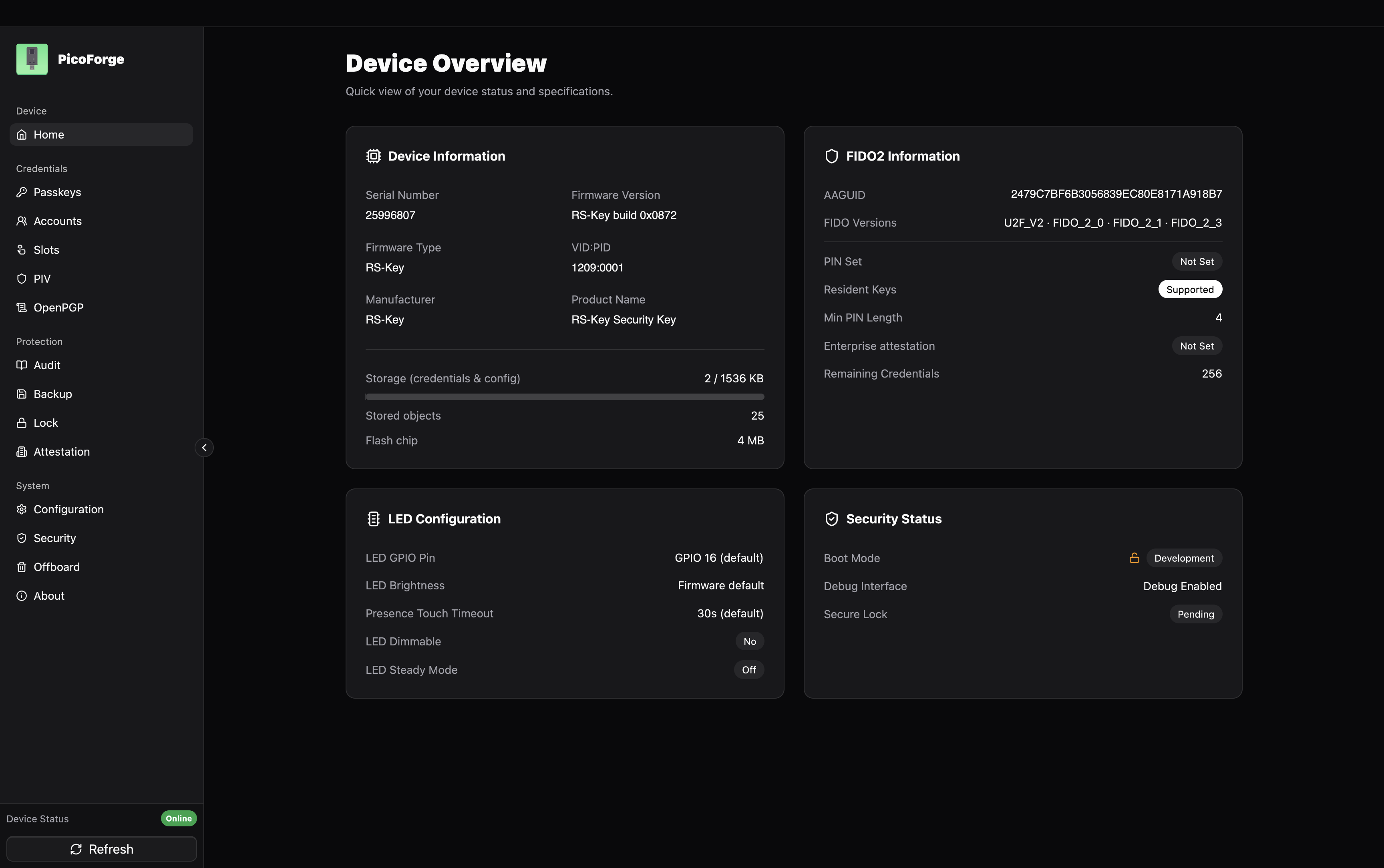 PicoForge interface