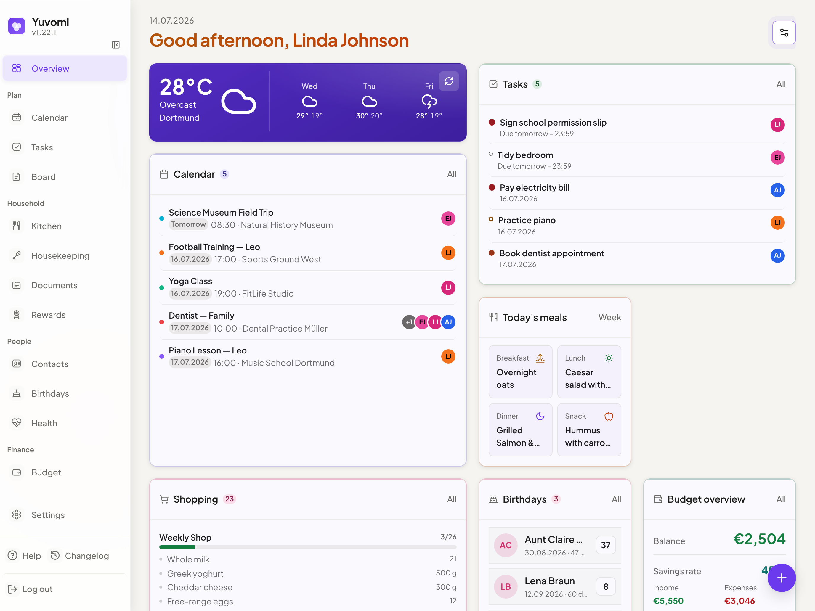 Yuvomi Dashboard
