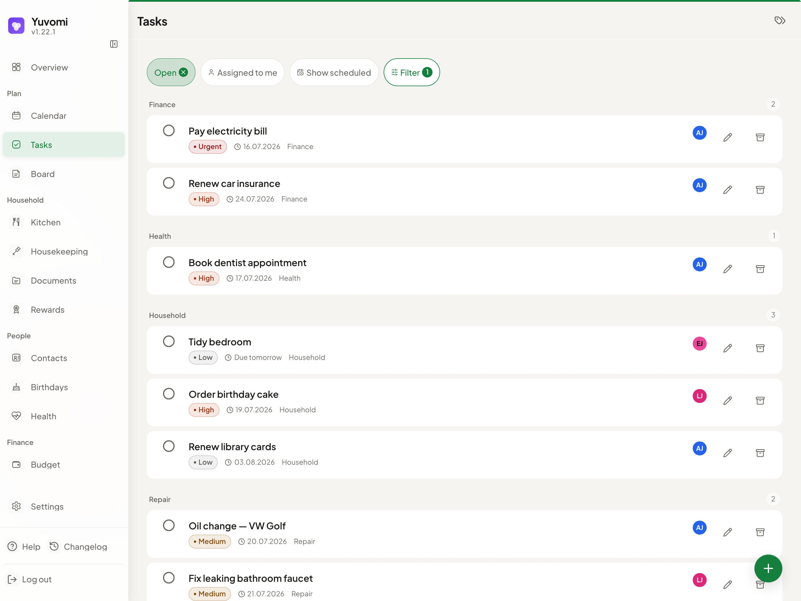Tasks and rewards