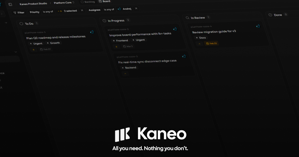 Tableau de bord Kaneo