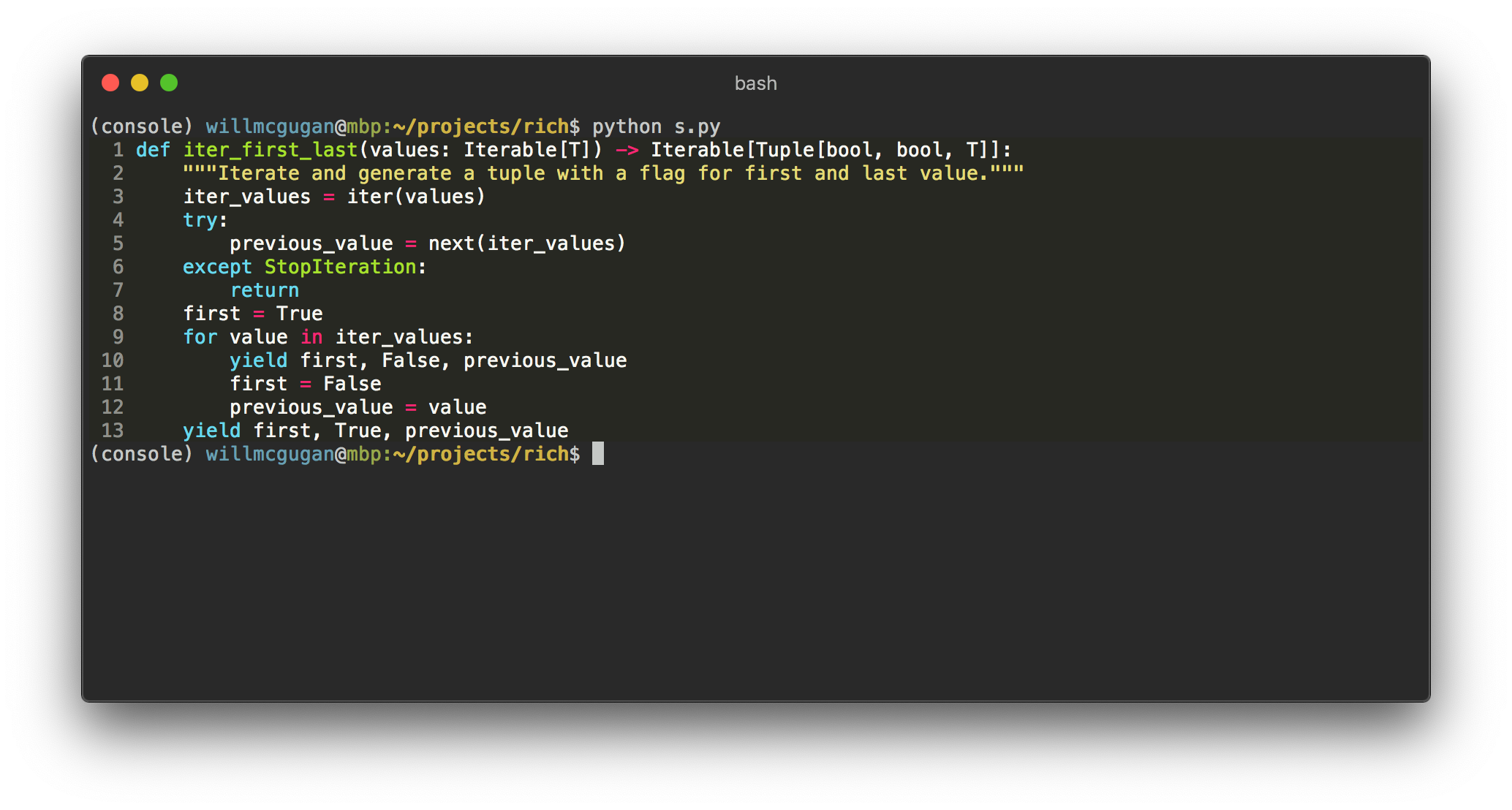 Rich syntax highlighting