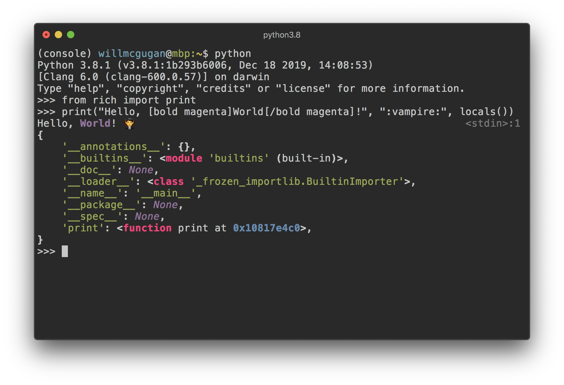 Example of Rich.print output